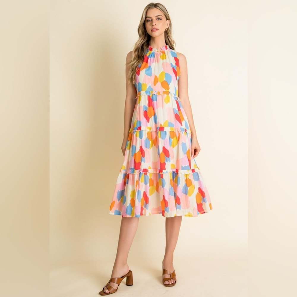 THML Multicolor Sleeveless Tiered Dress